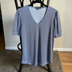 Women’s small blue and white checkered blouse